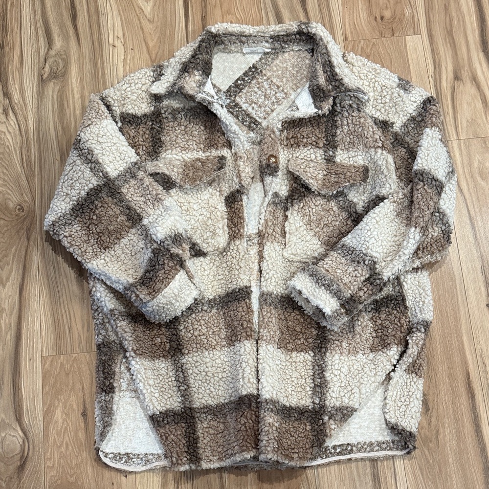TALULAH Brown and Cream Teddy Jacket